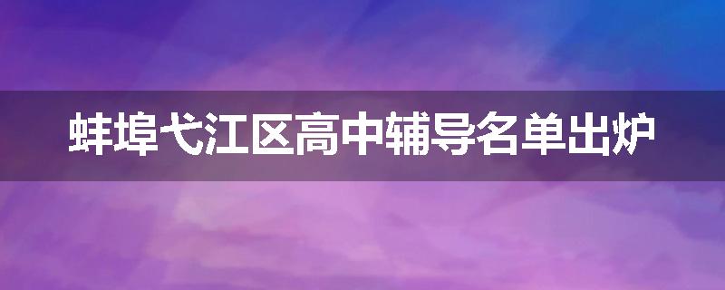蚌埠弋江区高中辅导名单出炉