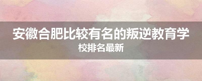 安徽合肥比较有名的叛逆教育学校排名最新