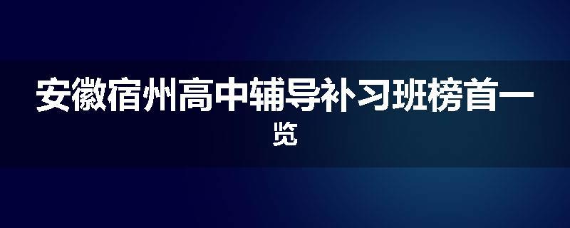 安徽宿州高中辅导补习班榜首一览