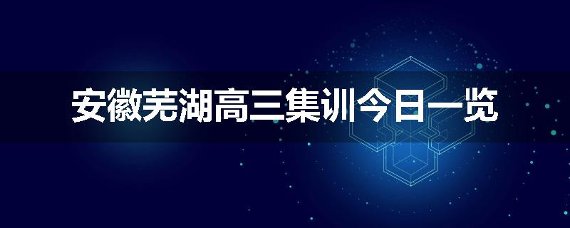 安徽芜湖高三集训今日一览