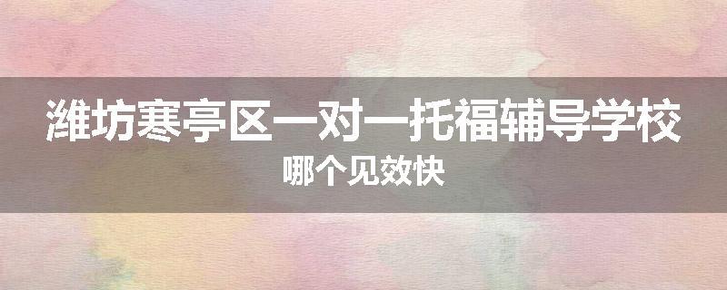 潍坊寒亭区一对一托福辅导学校哪个见效快