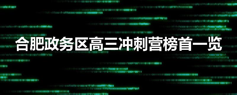 合肥政务区高三冲刺营榜首一览