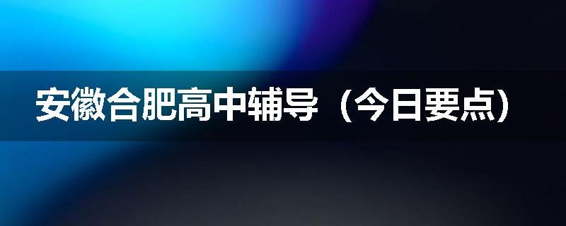 安徽合肥高中辅导（今日要点）