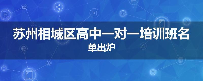 苏州相城区高中一对一培训班名单出炉