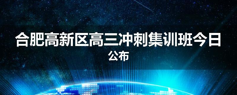 合肥高新区高三冲刺集训班今日公布