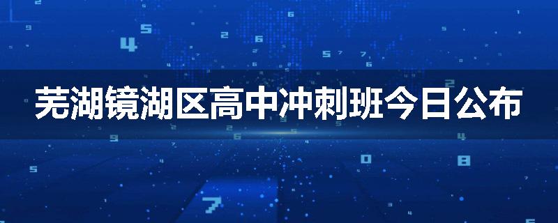芜湖镜湖区高中冲刺班今日公布