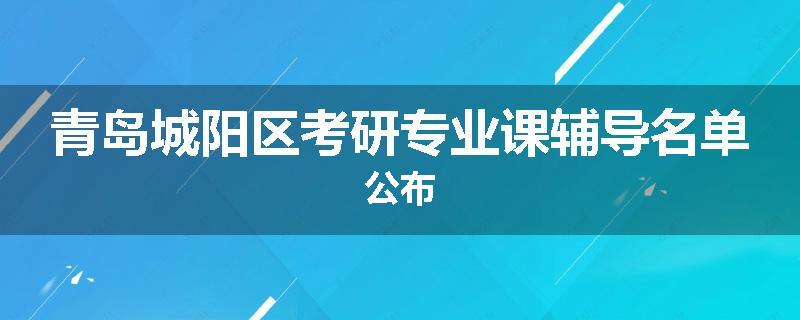 青岛城阳区考研专业课辅导名单公布