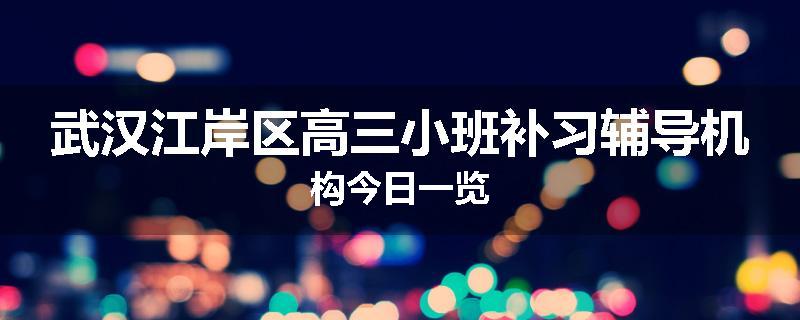 武汉江岸区高三小班补习辅导机构今日一览
