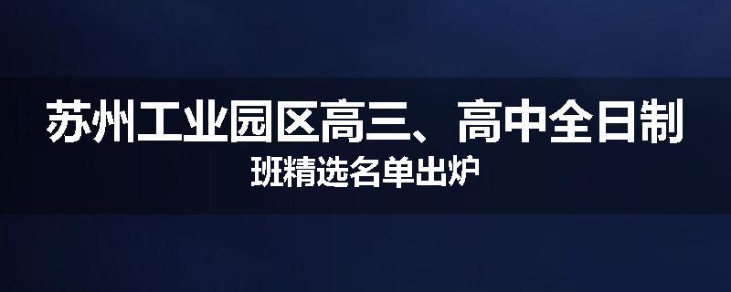 苏州工业园区高三、高中全日制班精选名单出炉