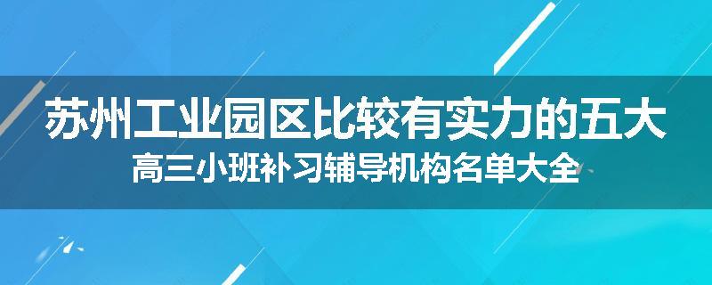 苏州工业园区比较有实力的五大高三小班补习辅导机构名单大全