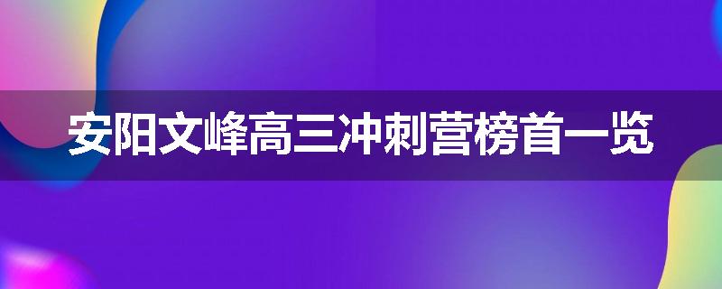 安阳文峰高三冲刺营榜首一览