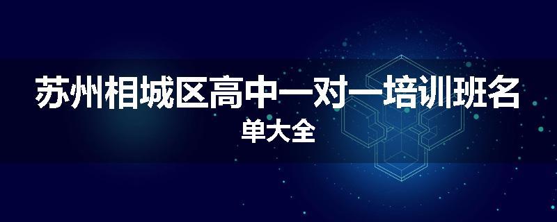 苏州相城区高中一对一培训班名单大全