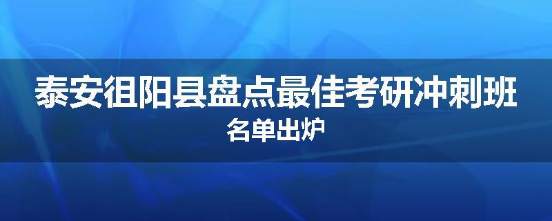 泰安徂阳县盘点最佳考研冲刺班名单出炉