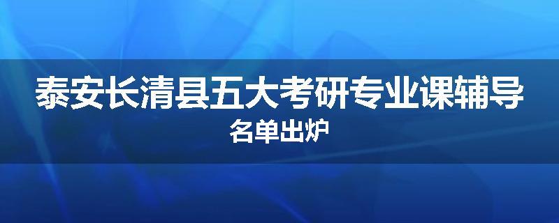 泰安长清县五大考研专业课辅导名单出炉