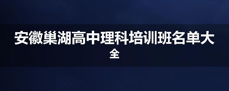 安徽巢湖高中理科培训班名单大全