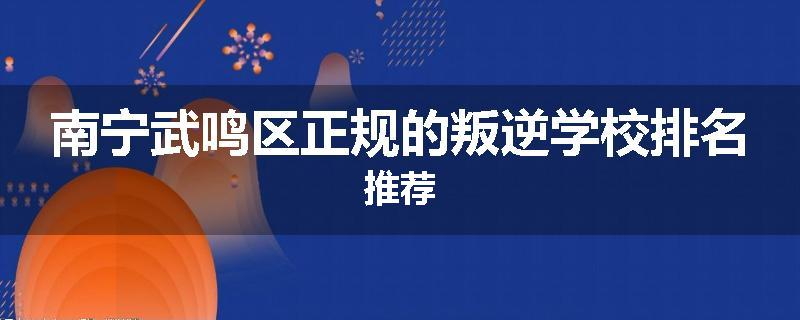 南宁武鸣区正规的叛逆学校排名推荐