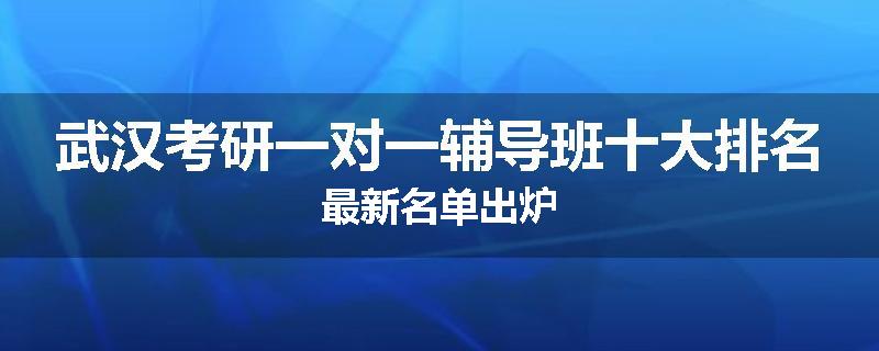 武汉考研一对一辅导班十大排名最新名单出炉
