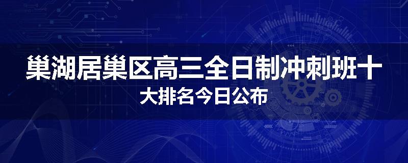 巢湖居巢区高三全日制冲刺班十大排名今日公布