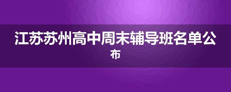 江苏苏州高中周末辅导班名单公布
