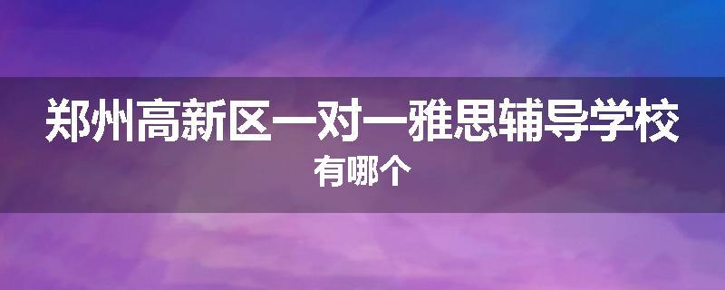郑州高新区一对一雅思辅导学校有哪个