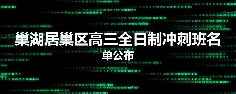 巢湖居巢区高三全日制冲刺班名单公布