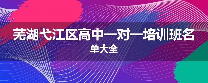 芜湖弋江区高中一对一培训班名单大全