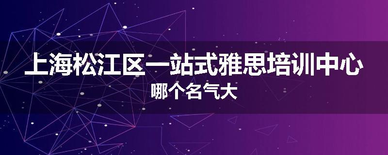 上海松江区一站式雅思培训中心哪个名气大