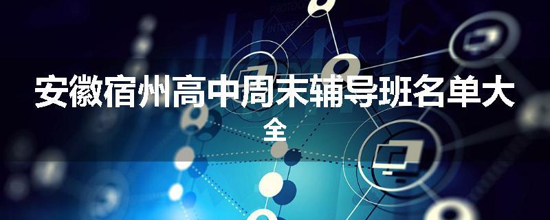 安徽宿州高中周末辅导班名单大全