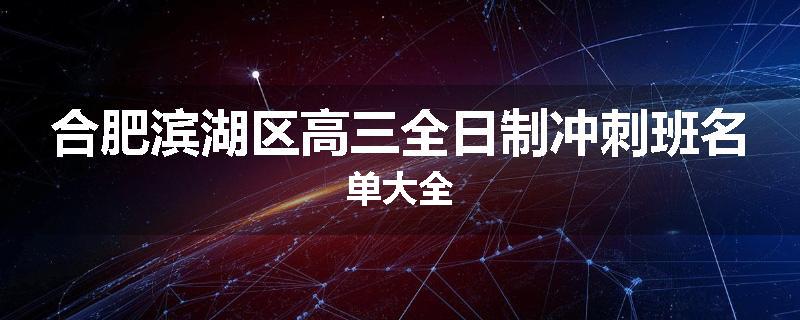 合肥滨湖区高三全日制冲刺班名单大全