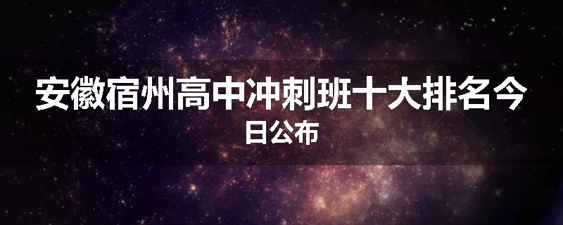 安徽宿州高中冲刺班十大排名今日公布