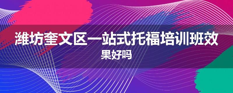 潍坊奎文区一站式托福培训班效果好吗