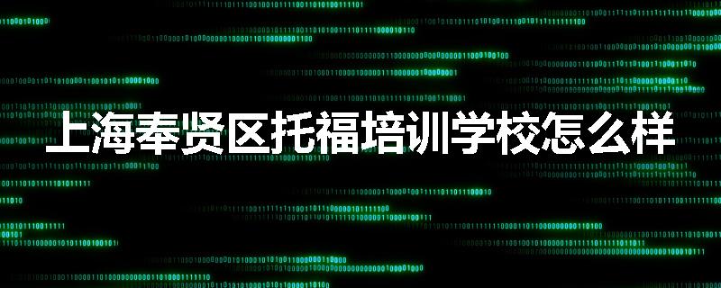 上海奉贤区托福培训学校怎么样