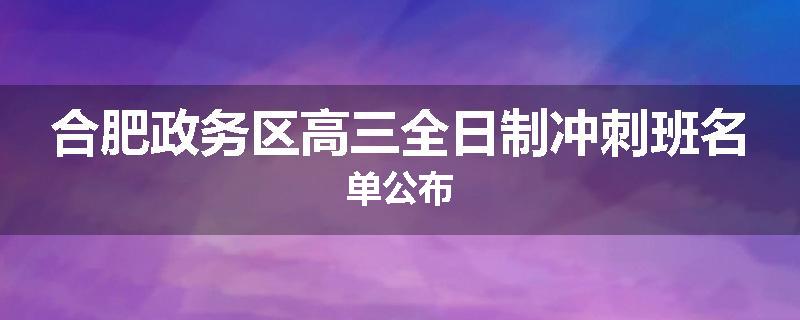 合肥政务区高三全日制冲刺班名单公布