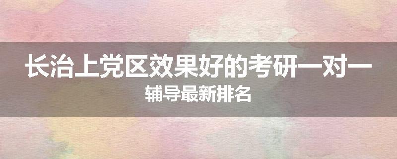 长治上党区效果好的考研一对一辅导最新排名