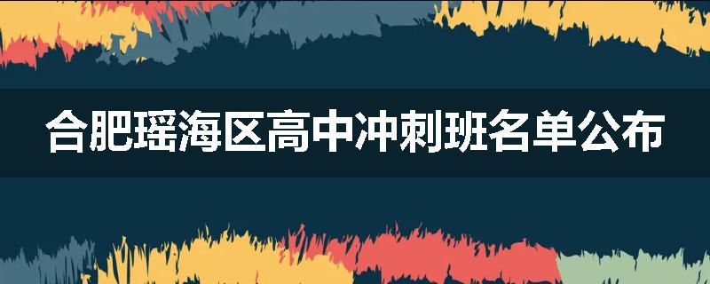 合肥瑶海区高中冲刺班名单公布