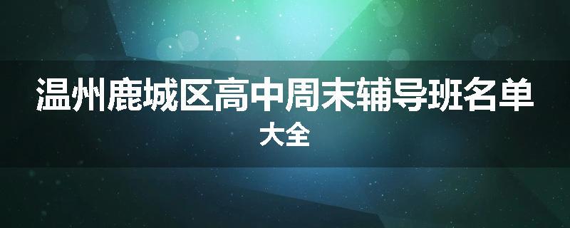 温州鹿城区高中周末辅导班名单大全