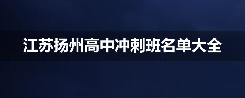 江苏扬州高中冲刺班名单大全