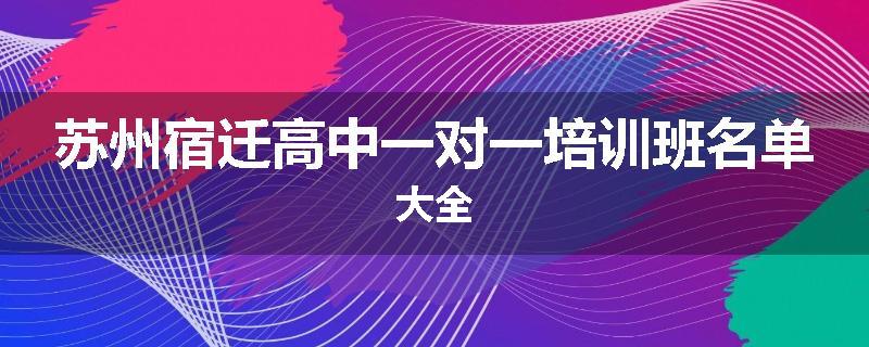 苏州宿迁高中一对一培训班名单大全
