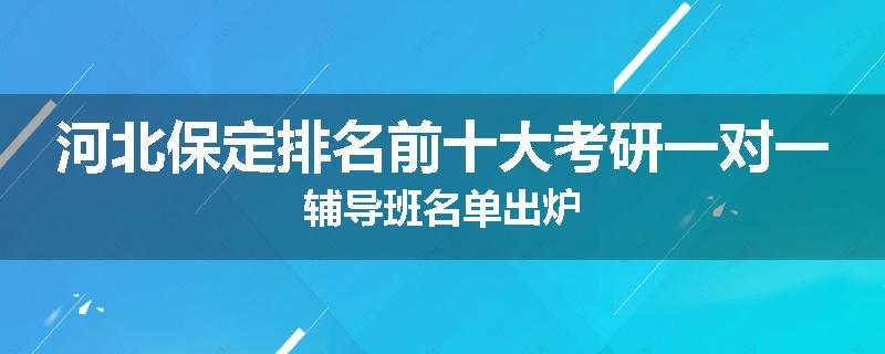 河北保定排名前十大考研一对一辅导班名单出炉