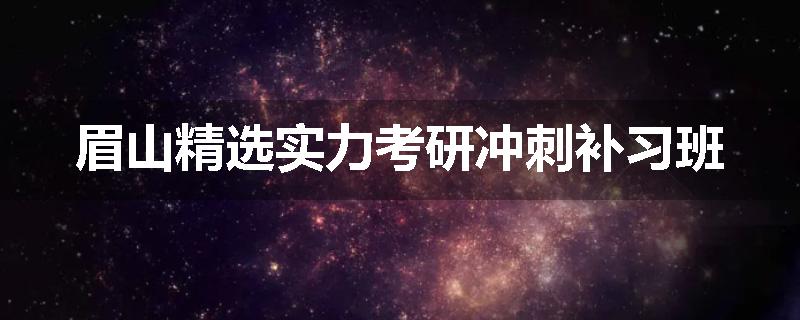 眉山精选实力考研冲刺补习班