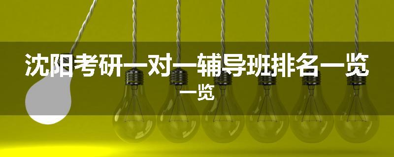 沈阳考研一对一辅导班排名一览一览