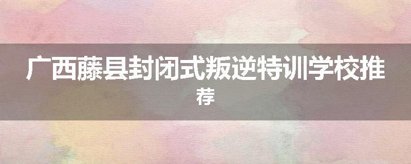 广西藤县封闭式叛逆特训学校推荐