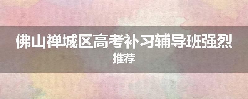 佛山禅城区高考补习辅导班强烈推荐