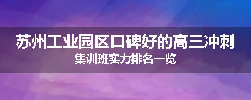 苏州工业园区口碑好的高三冲刺集训班实力排名一览