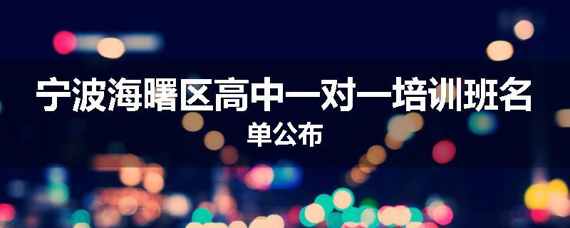 宁波海曙区高中一对一培训班名单公布