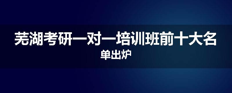 芜湖考研一对一培训班前十大名单出炉