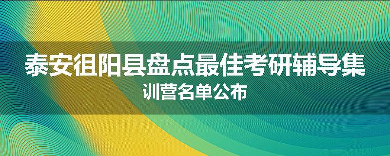 泰安徂阳县盘点最佳考研辅导集训营名单公布
