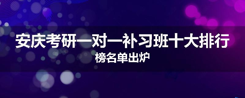 安庆考研一对一补习班十大排行榜名单出炉