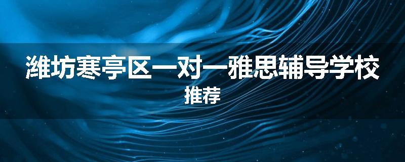 潍坊寒亭区一对一雅思辅导学校推荐