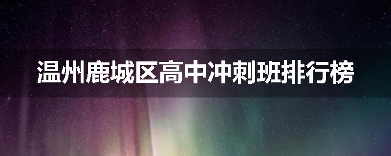 温州鹿城区高中冲刺班排行榜